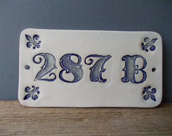 Custom House Number / Door Number / Door Decor / Vintage decor / Door Plaque / Numerals / Blue sign / Door Sign