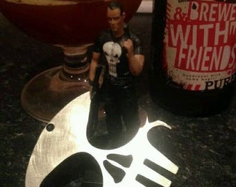 Punisher bottle opener stainless steel - Skull Keychain.