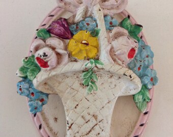 Antique HUBLEY Cast Iron Flower Basket Door Knocker