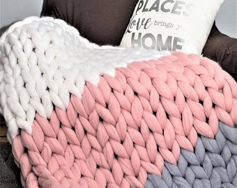 Chunky Knit Blanket, Merino Wool blanket,Arm Knit,Chunky Knit,Chunky knit throw