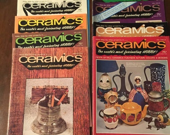 Ceramics: The World's Most Fascinating Hobby ~ 9 Monthly Magazines - 1974-1976~ Vintage Ceramics Books ~ Vintage Hobby Books