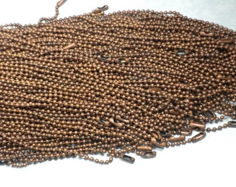 Antique Copper Ball Chain Necklaces - 24 inch - 2.4mm Diameter - Just 2