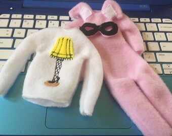 Christmas story pajamas. Chrismas story sweater. Elf pink bunny pajamas.pajamas. Fragile pajamas