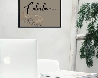Gift for Her 2018 Wall Calendar Elegant Printable Desk Gold Silver Leaf