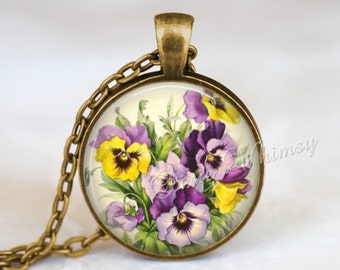 PANSY Necklace, Pansy Pendant, Pansy Jewelry, Pansy Keychain, Flower Necklace, February Birth Month Flower, Pansies, Birthday Flower, Purple