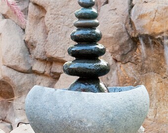 Natural Rock Cairn Water Fountain - 5 Stones/ 7 Stones Rock Water fountain