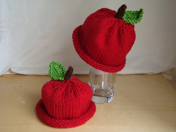 Red Apple Hat Baby Toddler and Child Size Beanie Hand