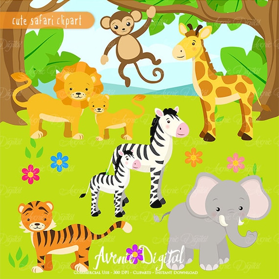 Cute Safari Clipart Scrapbook printables baby animals clip