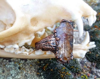 Handmade copper / raw gem / witch ring / post apocalyptic / crust punk / witchy / witchcraft / punk gift / occult / goth / ring / jewelry