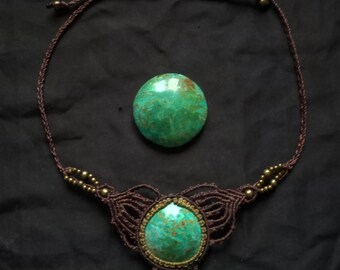 Macrame Necklace with Chrysocolla Stone