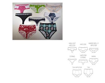PDF pattern. Lady Undies. Size 32-34 - 60. 8 different modells!