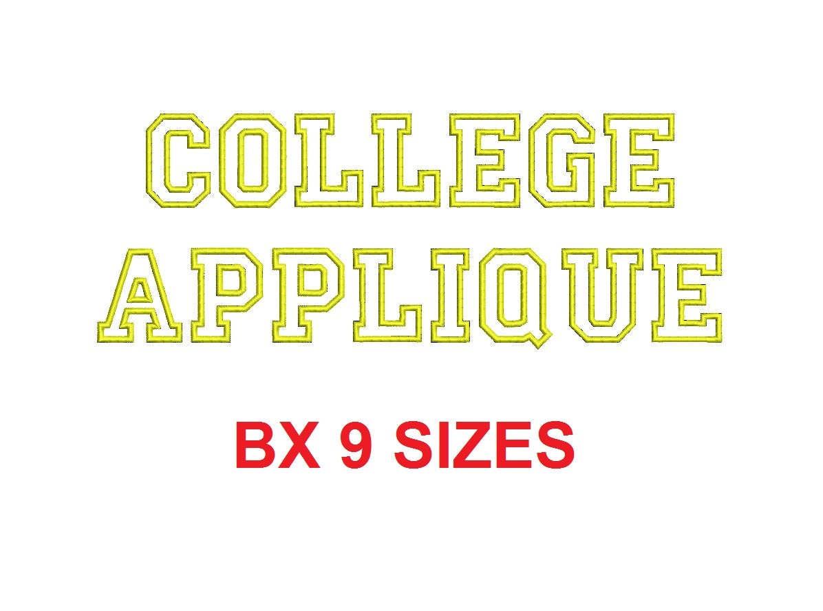 College Applique Bx Font Sizes 1 15 2 25 3 35 4 5973