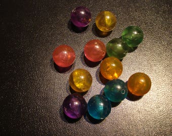 set of six different colored beads