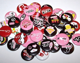 Nursing Cutie Set of 10 Buttons 1" or 1.5" Pinback Buttons or 1" Magnets Nurse RN Pins