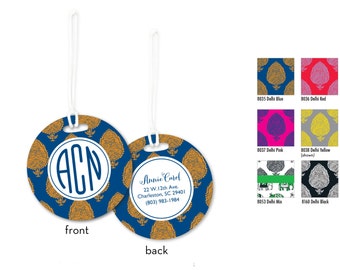 Personalized Bag Tag, 2 Bag Tags, Monogram Luggage Tag, Personalized Luggage Tag w Name or Monogram, Custom Bag Tag, Preppy Bag Tag,