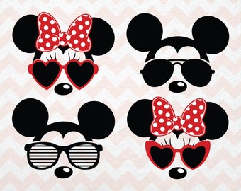 Disney SVG Clip Arts, Minnie Mouse SVG Sunglasses, Mickey Svg Silhouette Sunglasses,Disney Silhouette SVG for Cricut and Silhouette Studio