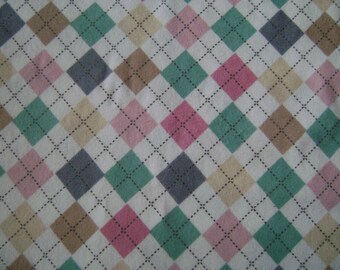 Pastle Argyle Flannel Fabric by the yard