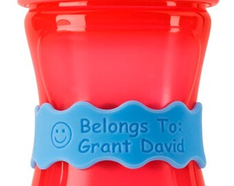 Personalized Orbit Labels for baby bottles and sippy cups by InchBug (Deep Sky Blue 2-PACK)