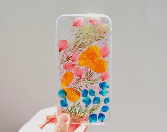 Pressed Flower iphone cases colorful real flowers iPhone case iPhone 8 plus iphone x case HUAWEI mate pro 10+ sumsung case mother's day gift