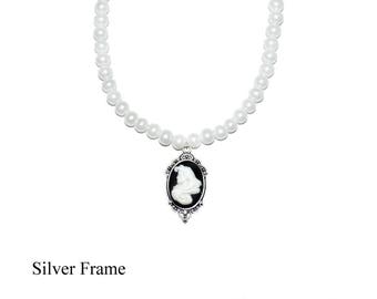 Ariel Cameo Pearl Neckace - Mermaid Cameo Necklace - Disney Inspired