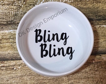 Bling Ceramic Ring Dish - Bling Bling Ring Dish - Ceramic Jewelry Holder - Bling Holder - Engagement Ring Holder - Engagement Gift