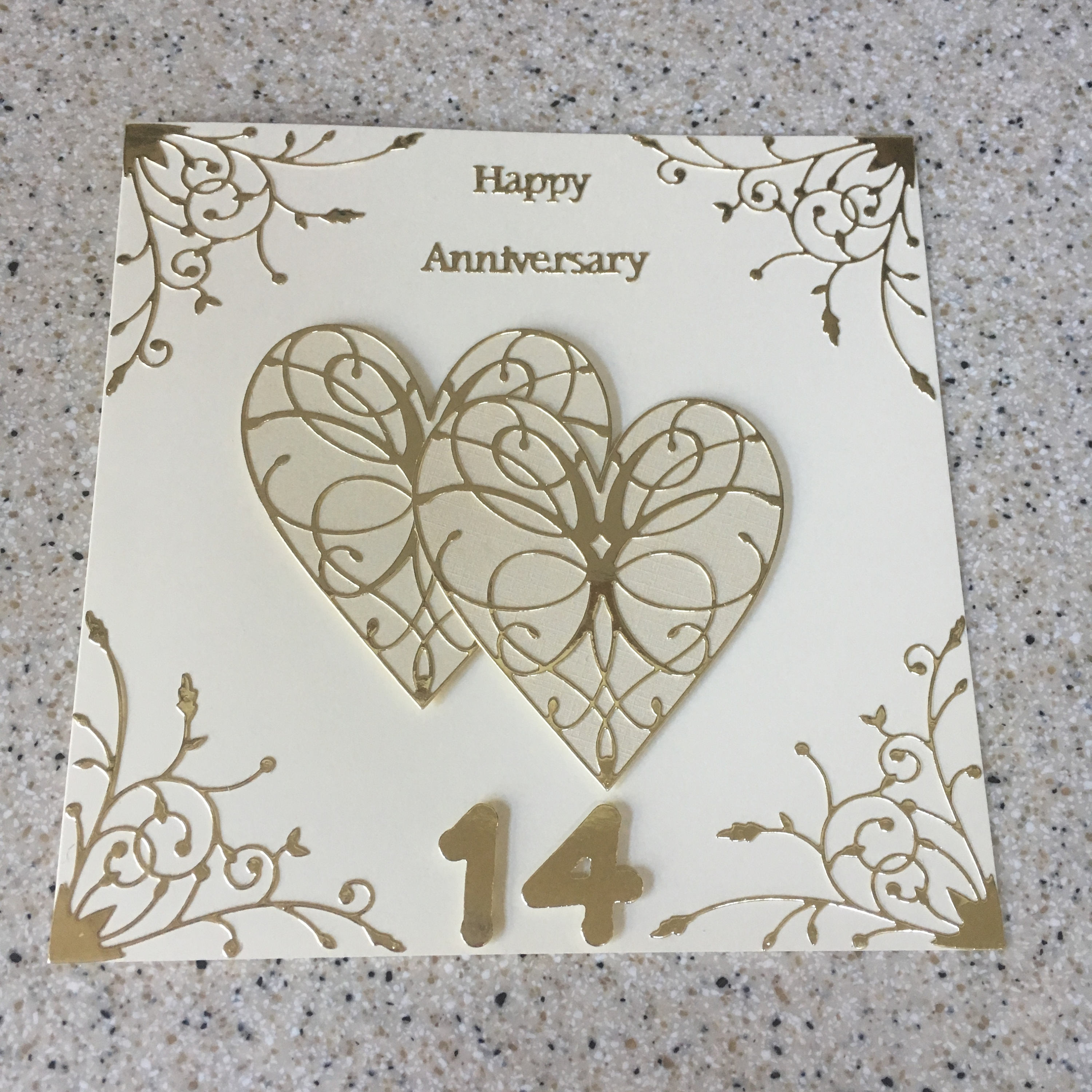 Handmade Ivory Wedding Anniversary Card Happy 14th Wedding