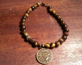 Zodiac Scorpio symbol gemstone bracelet