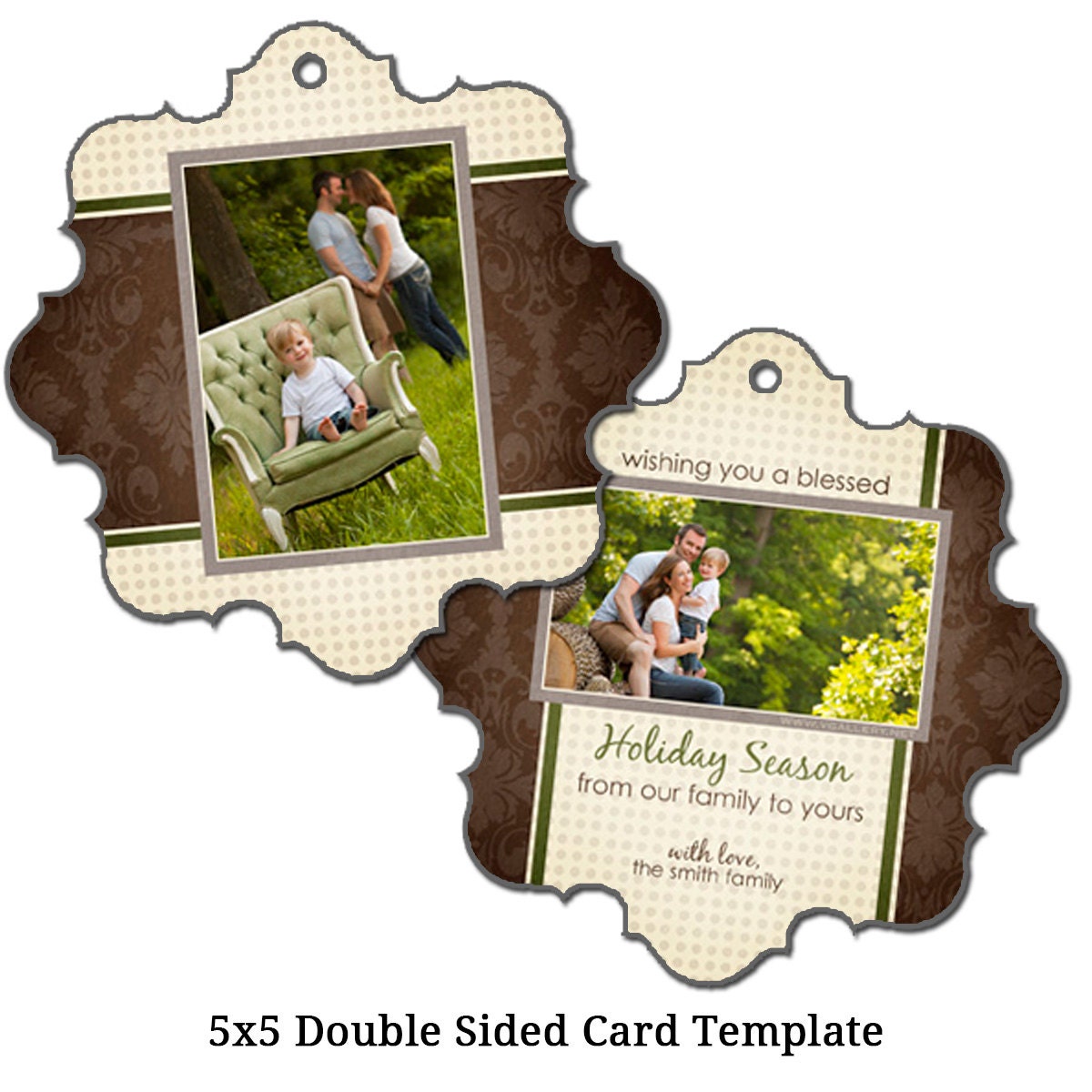 5x5 Double Sided Christmas Card Template Holiday Card