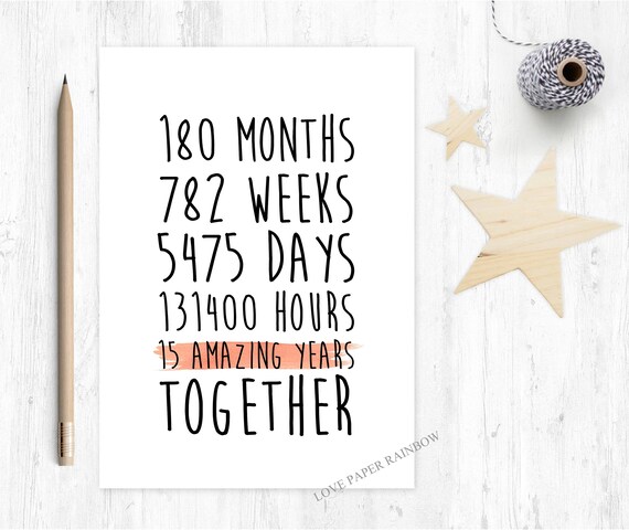 15th anniversary card, 15th wedding anniversary card, 15 amazing years, 15 years together, valentines card, gay anniversary card