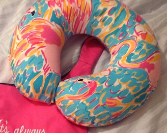 Lilly Pulitzer inspired Travel Neck pillow cover