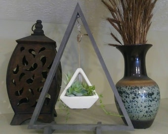 Rustic Modern Wood Triangle Size Large in Gray Chalk Paint