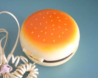 1980s HAMBURGER PHONE.....retro. food. foodie. burger. diner. rad. 80s phone. collectible. rare. awesome. urban. kitsch. telephone. vintage