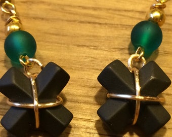 Wedgwood black cross earrings