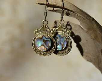 Abalone Earrings in Bronze or Silver