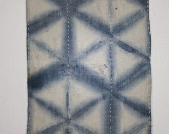 Japanese vintage old fabric indigo dye stripe and sekka-shibori (Tie-dye)cotton boro zokin sashiko hand stitch Tattered rag