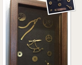 Shadowbox with Clock Parts