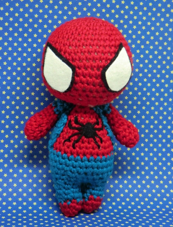 Spider-Man amigurumi style PDF crochet pattern inspired by