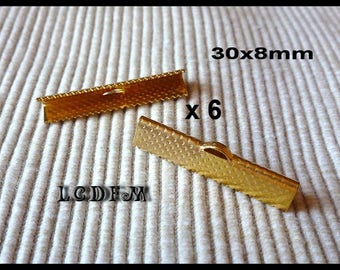 * ¤ Set of 6 gold metal claw greenhouse-Ribbon/tips - 30x8mm ¤ * #A7