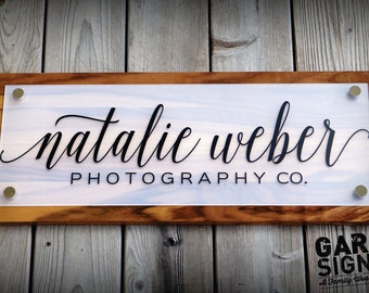 Custom Store Front Business Sign and Store Display Sign with Logo 10 x 26 inches (shown in Sapwood)