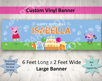 Personalized Nick Jr Peppa Pig Birthday Banner,Party Big Vinyl Banner, Peppa Pig Birthday Banner, Peppa Pig Vinyl Wall decoration, Peppa Pig