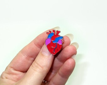 Anatomical heart enamel pin badge