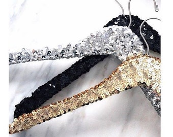 sequin wedding hanger, bridal hanger, glitter hanger, sparkle hanger, bridesmaid hanger, gold hanger, silver hanger, bride hanger,bridesmaid