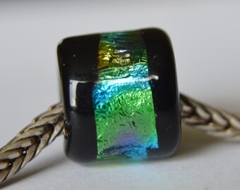 Unique Handmade Lampwork Glass European Charm Bead with Silver Foil - SRA - Fits all charm bracelets - Silver Core Options