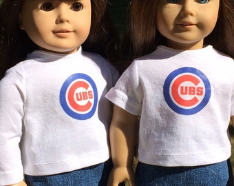 Chicago Cubs short or long sleeved T Shirts for 18" dolls