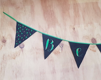 Customised Bunting Baby Boy's room / recycled denim bunting / Personalised bunting / hand made kids room decor / Baby Nursery wall hanging