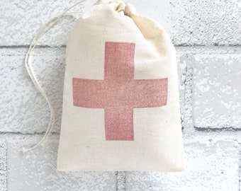 Cross Favor Bag Hangover Kit | Bachelorette Bags Wedding Welcome Recovery Party Favor Muslin Gift Groomsmen Bachelor Bridesmaid Bridal