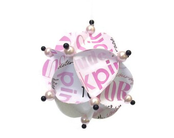 Christmas Ornament, Geometric Ornament, Paper Ornament, Christmas Ball, Handmade Ornament, Pink Ornament, Gift Ornament, Survivor Ornament