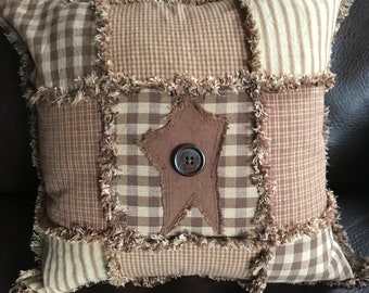 14 inch brown ragged pillow