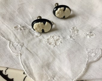 Vintage Black Cameo Earrings