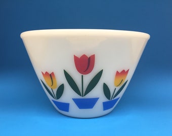 Fire King Tulip Bowl, 7 1/2 Inches, Fire King Ivory, Fire King Splash Proof Bowl